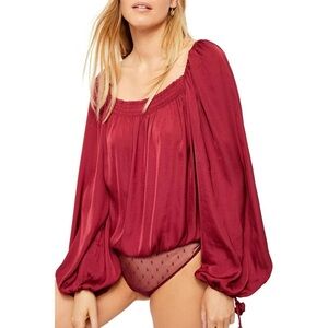 Free People Burgundy Bodysuit